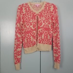 Lilly Pulitzer tan pink cardigan size XS    *C7